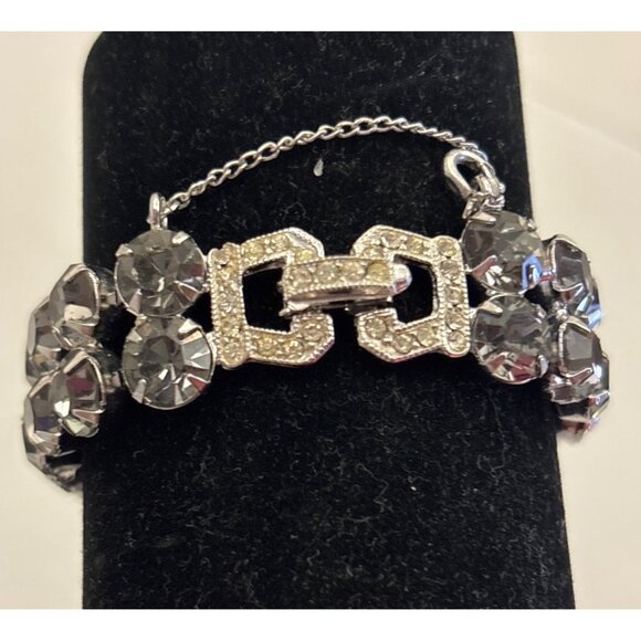 Vintage Weiss Rhinestone Bracelet With Double Row & Clasp Detail Marked sparkles - Picture 1 of 16